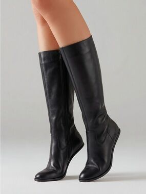 Classic Black Knee-High Women's Leather Boots size 9m New Macys   Sku 3017
